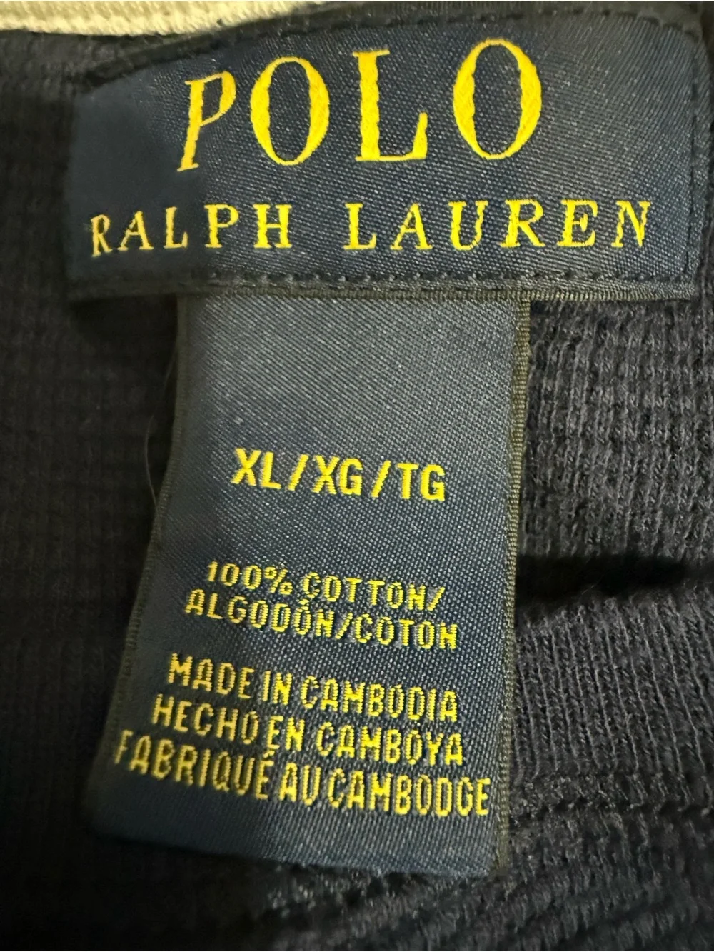 Polo Ralph Lauren Navy Waffle Knit Crewneck T-Shirt XL Pony Logo